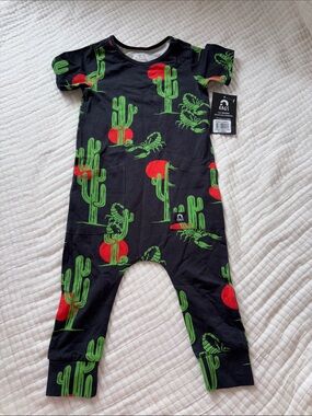 Rags Kids Black Cactus Print One-Piece Romper